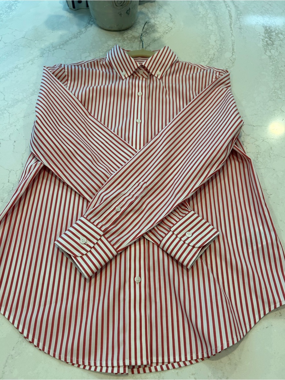Red and White Stripe Classic Button Down Shirt Size 8